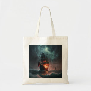 Bolso De Tela Vela Barco Combatiendo Olas Y Tormenta En El Mar