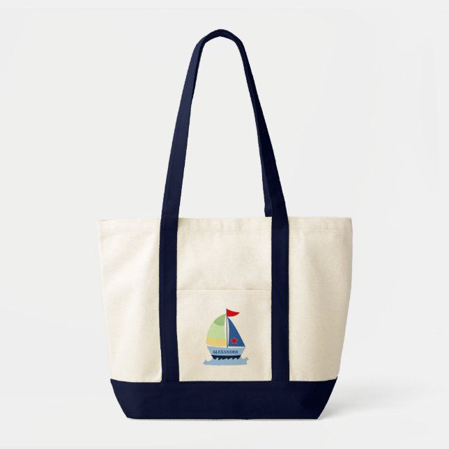 Bolso De Tela VELA BOAT TOte Bag - añada un nombre! (Frente)