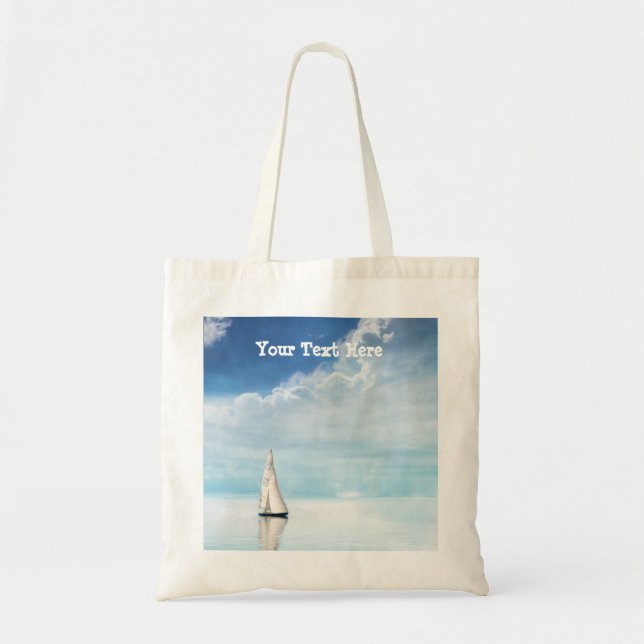 Bolso De Tela Vela tranquila con cielos azules (Frente)