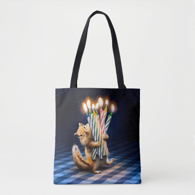 Bolso De Tela Velas de cumpleaños de ardilla (Anverso)