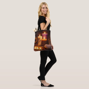 Bolso De Tela Velas Místicas y Encantadoras Corazón de Roca