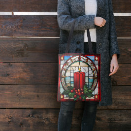 Bolso De Tela Velas Rojas Navidades Candle Faux Stained Glass