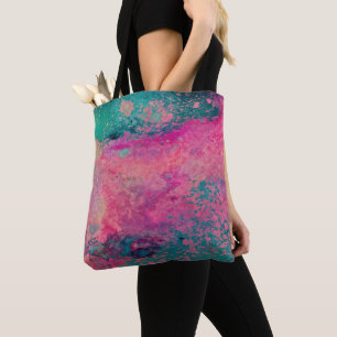 Bolso De Tela “Vellum Etéreo” – Azul Turquesa Rosa Abstracto   