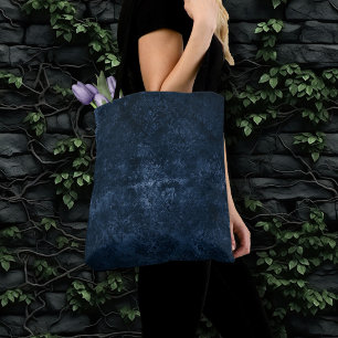 Bolso De Tela Velvety Navy Damask Barroco azul oscuro