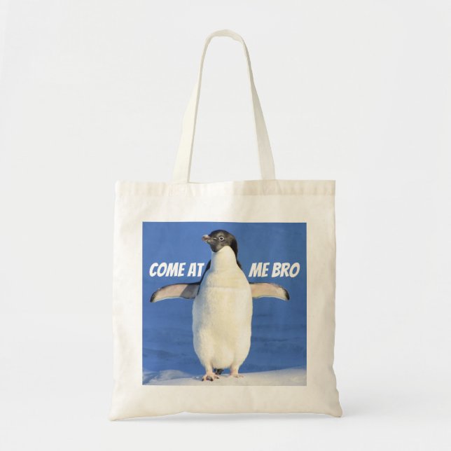 Bolso De Tela Ven a mí hermano gracioso Meme Penguin Tote Bag (Frente)