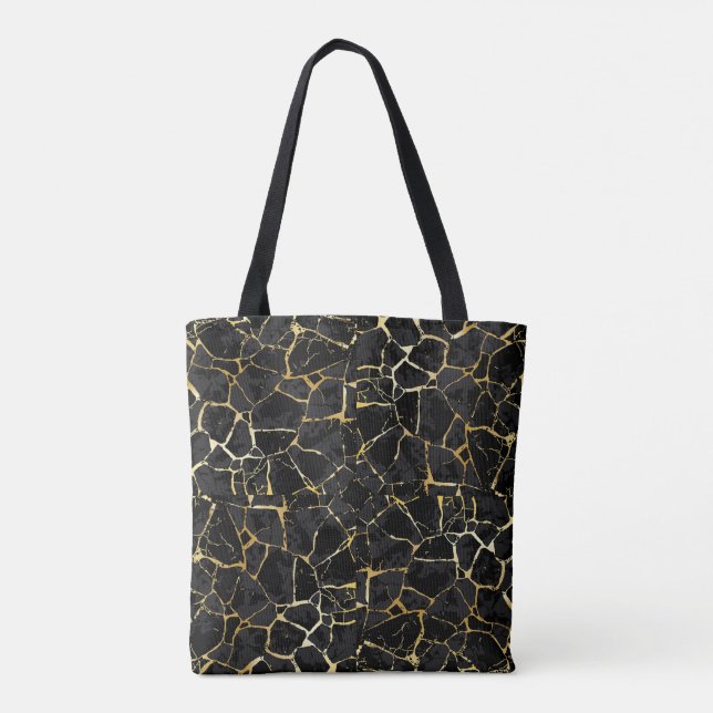 Bolso De Tela Vena de oro Kintsugi negro (Reverso)