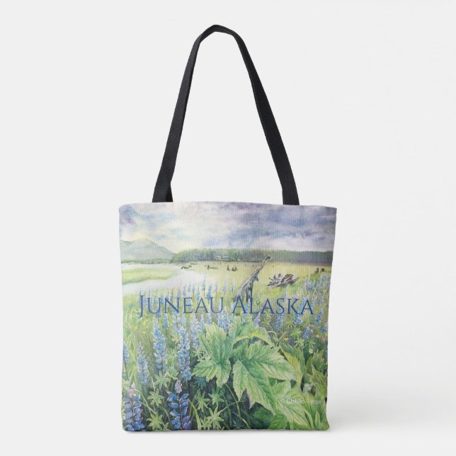 Bolso De Tela Venado con Lupine de Alaska Tote Bag (Reverso)