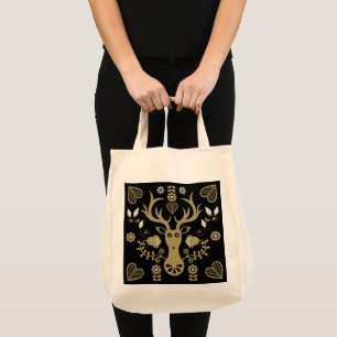 Bolso De Tela Venado de arte popular escandinavo moderno