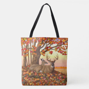 Bolso De Tela Venado de cola blanca en otoño de Nueva Inglaterra