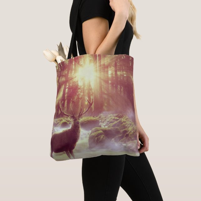 Bolso De Tela Venado macho en bosques polvorientos a la hora de  (Detalle)