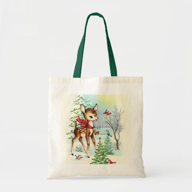 Bolso De Tela Venado navideño festivo (Frente)