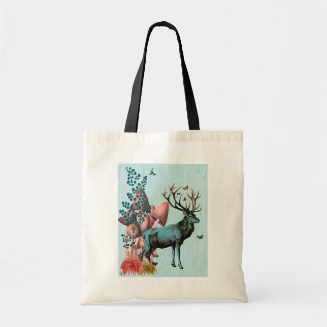 Bolso De Tela Venado turquesa en el bosque de champiñones 2 (Frente)