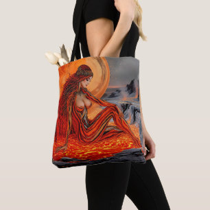 Bolso De Tela "Venas del volcán" - Retrato de mujer volcánica