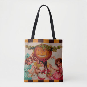 Bolso De Tela Vendimia de calabaza de la fiesta de Halloween