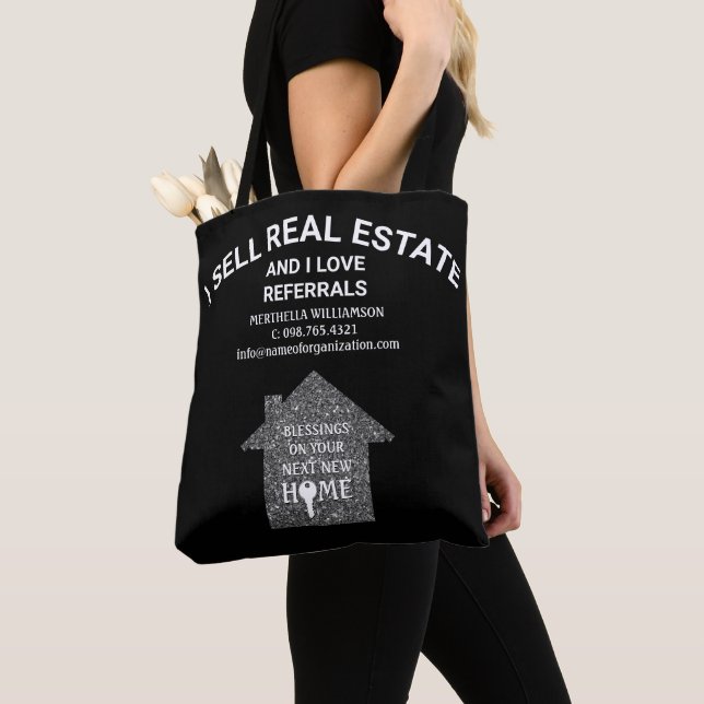 Bolso De Tela Vendo Realtor de Plata de Referencia de Amor Inmob (Detalle)