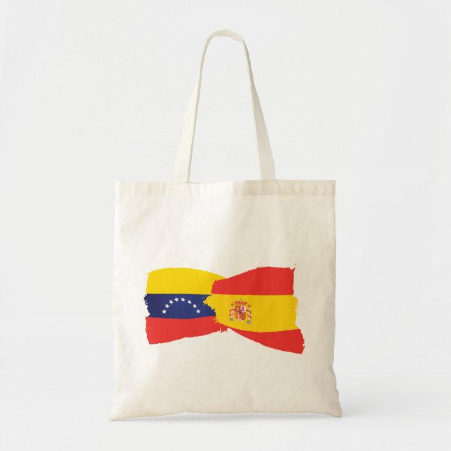 Bolso De Tela Venezuela y España juntos- Venezuela Spain flag (Frente)