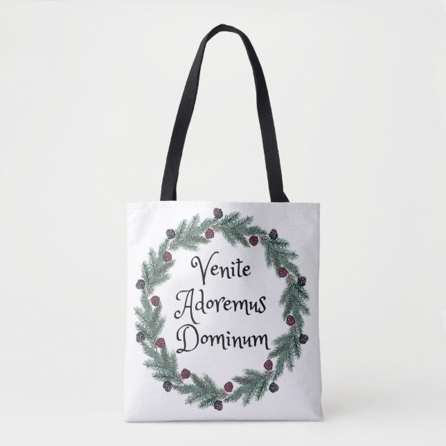 Bolso De Tela Venite Adoremus Dominum Navidades religiosos latin (Anverso)