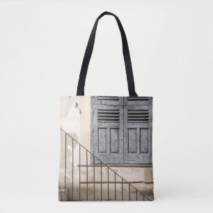 BOLSO DE TELA VENTANA DE MADERA GRIS