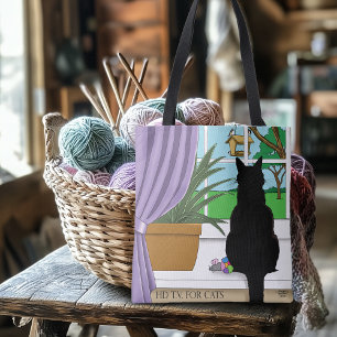 Bolso De Tela Ventana de visualización de gato negro