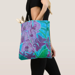Bolso De Tela Ventana Jardín Orquídea Flores Arte Botánico Flora