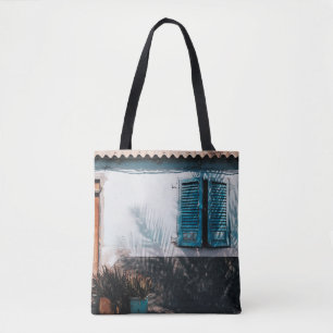 BOLSO DE TELA VENTANAS AZULES ABIERTAS AMUEBLADAS