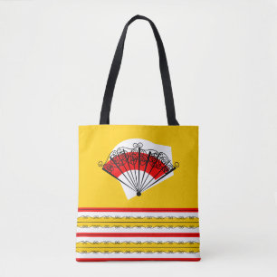 Bolso De Tela Ventilador y franjas españolas por todas partes