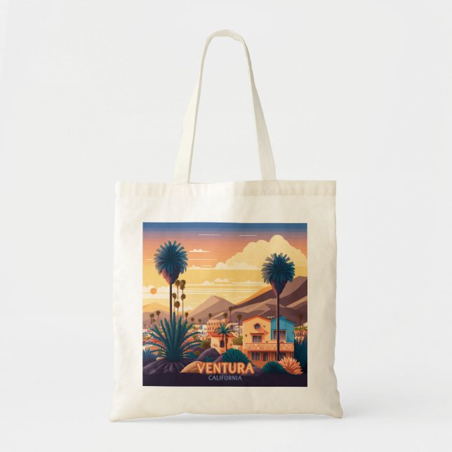 Bolso De Tela Ventura Sunset Mountains Southern California Retro (Frente)