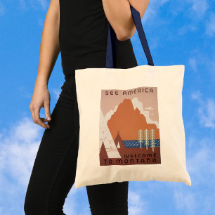 Bolso De Tela Ver América Bienvenido a Montana, Viaje Antiguo