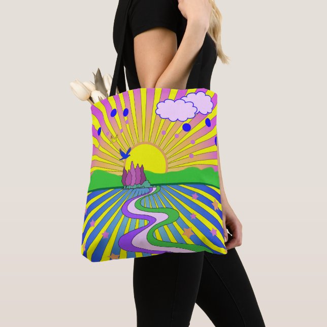 Bolso De Tela Verano de amor Psicodélico Sesenta Sunburst (Detalle)