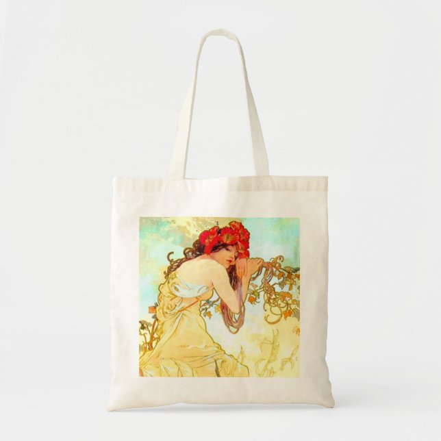 Bolso De Tela Verano de Art Nouveau de Alphonse Mucha (Frente)