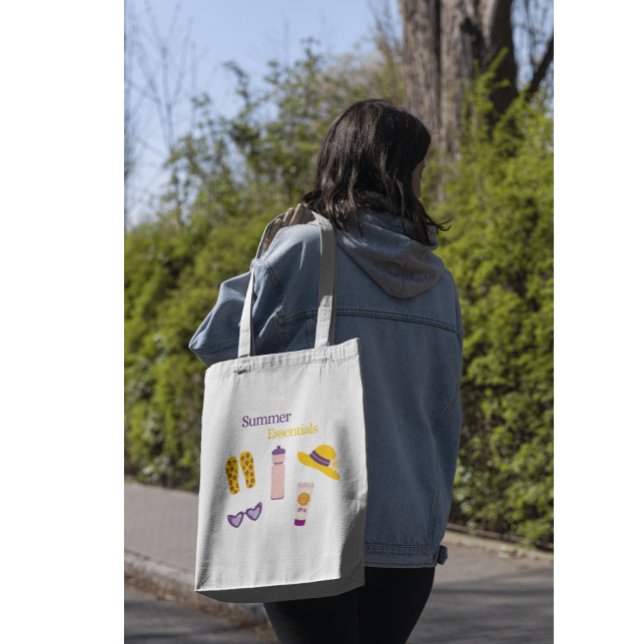 Bolso De Tela Verano de fondo amarillo y púrpura esencial Girly (Subido por el creador)