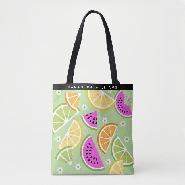 Bolso De Tela Verano de frutas tropicales personalizado (Anverso)
