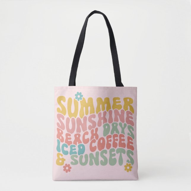 Bolso De Tela Verano Diciendo Retro Beach Helado Café Sunsets (Anverso)