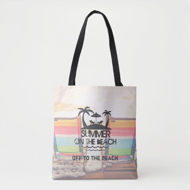 Bolso De Tela Verano en la playa | Personalizado (Anverso)