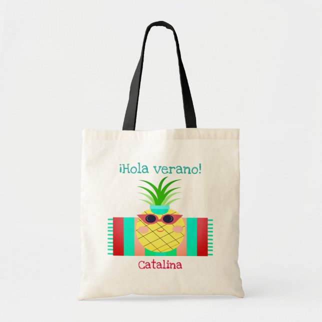 Bolso De Tela Verano español de piña "Hola verano" (Frente)