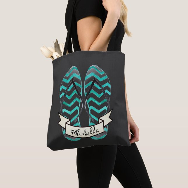 Bolso De Tela Verano Getaway Beach Flip Flops Personalizado (Detalle)