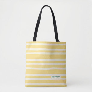 Bolso De Tela Verano Retro Chic Rayas Amarillas Personalizadas
