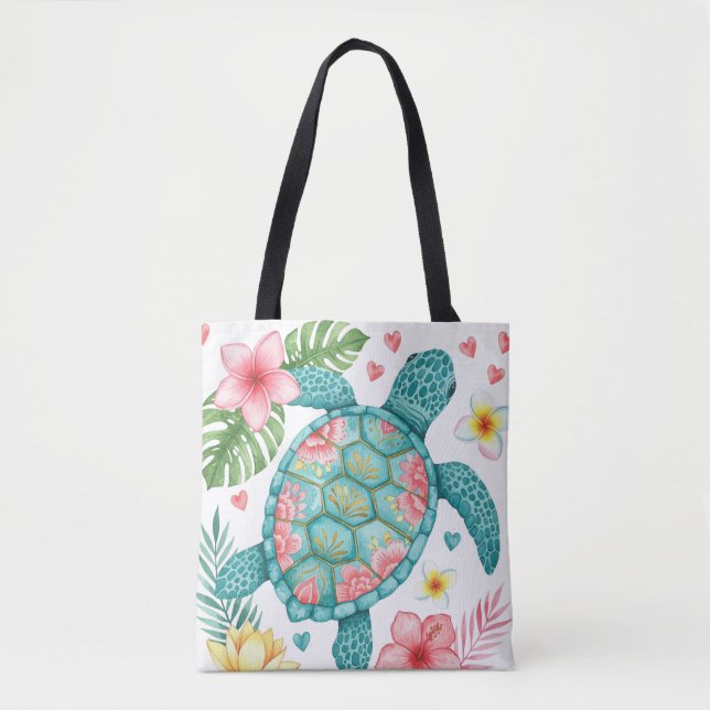 Bolso De Tela Verano tropical de la tortuga marina (Anverso)