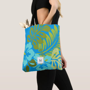 Bolso De Tela Verano tropical floral Hawaití Hibiscus monograma