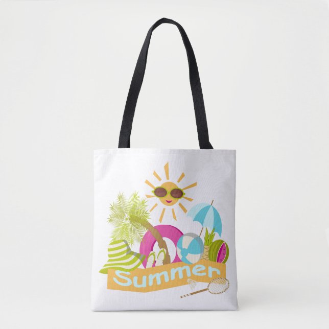 Bolso De Tela Verano vacaciones en la playa sol sonriente en gaf (Anverso)