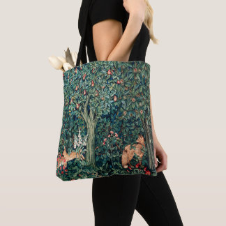 Bolso De Tela VERDAD, ANIMALES FORESTALES Hares, Fox, Floral Ver