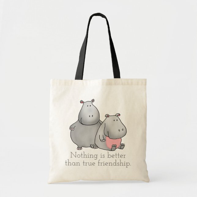 Bolso De Tela Verdadera amistad Hippo Tote Bag (Frente)