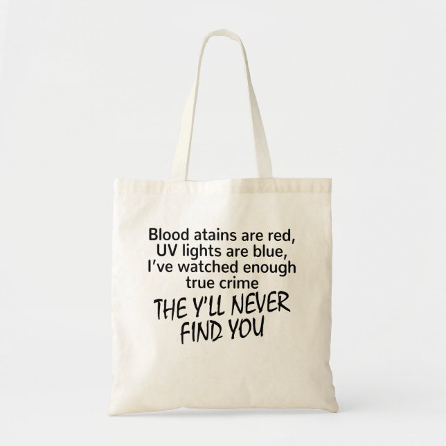 Bolso De Tela Verdadero fanático del crimen, muestra el crimen,  (Frente)