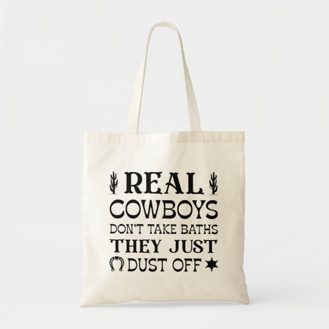 Bolso De Tela Verdaderos Vaqueros no se bañan simplemente se rom (Frente)
