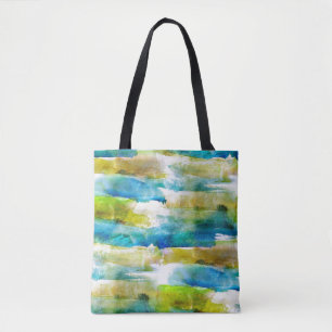 Bolso De Tela Verde abstracto de la acuarela, azul
