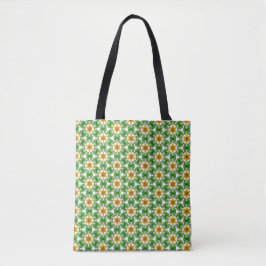 Bolso De Tela Verde amarillo moderno Resumen Floral geométrica
