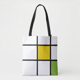 Bolso De Tela Verde Amarillo y Negro Estilo Mondrian