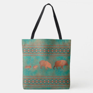 Bolso De Tela Verde azulado de cobre de la familia Javelina Cute