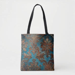 Bolso De Tela Verde azulado oscuro y Damasco de Patina