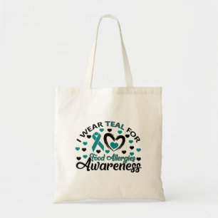 Bolso De Tela Verde azulado para alergias a alimentos regalo de